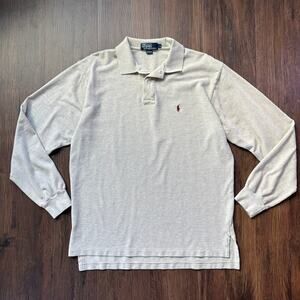 Polo Ralph Lauren Long Sleeve Polo Shirt Heather Oatmeal Men’s Large